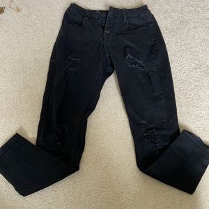 black distressed jeans